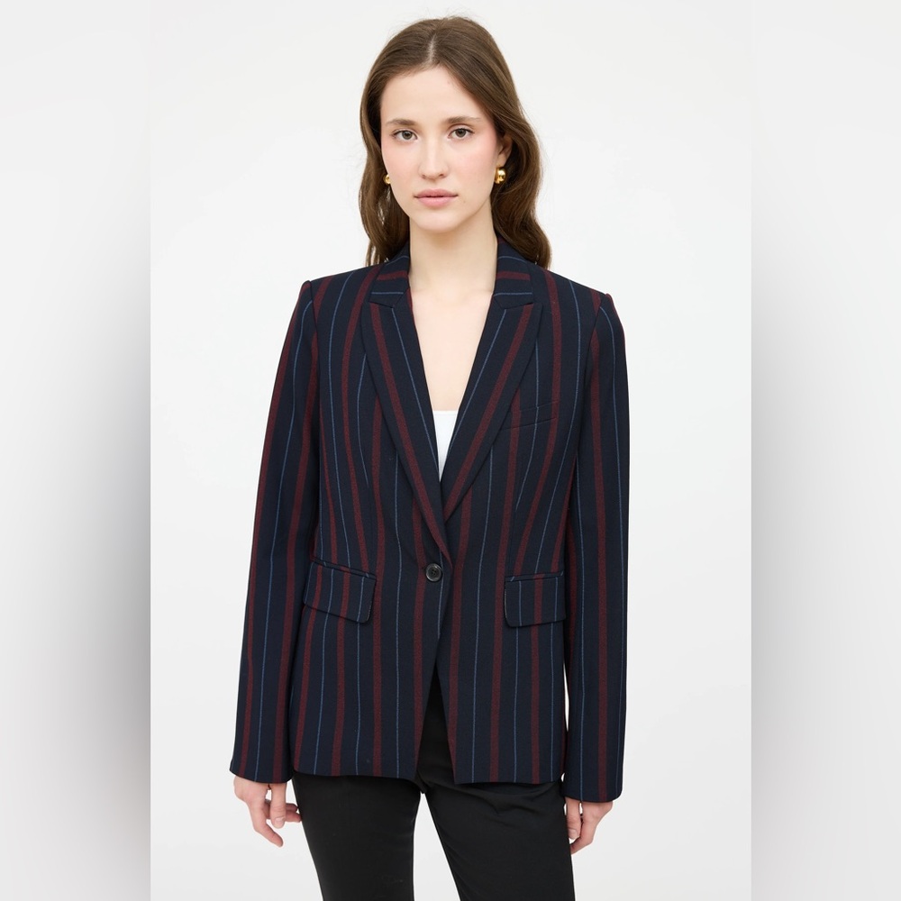 Veronica Beard Stripe blazer with cream Dickie